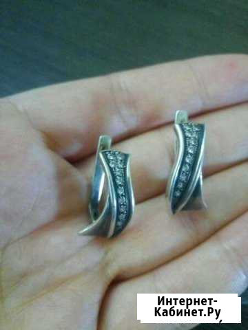Серьги серебро 925+ цирконий Симферополь - изображение 1