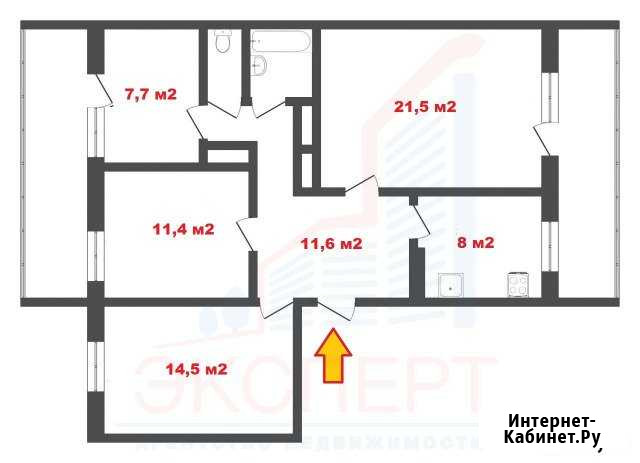 4-к квартира, 79.5 кв.м., 5/5 эт. Череповец - изображение 1