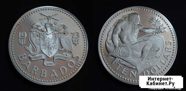 Барбадос 10 долларов 1973 серебро Елец - изображение 1
