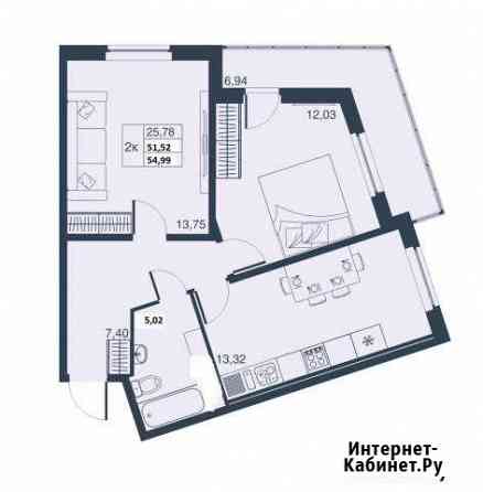 2-к квартира, 51.5 кв.м., 2/19 эт. Санкт-Петербург