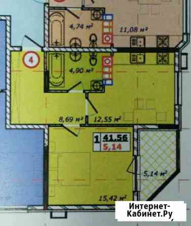 1-к квартира, 42 кв.м., 1/7 эт. Геленджик