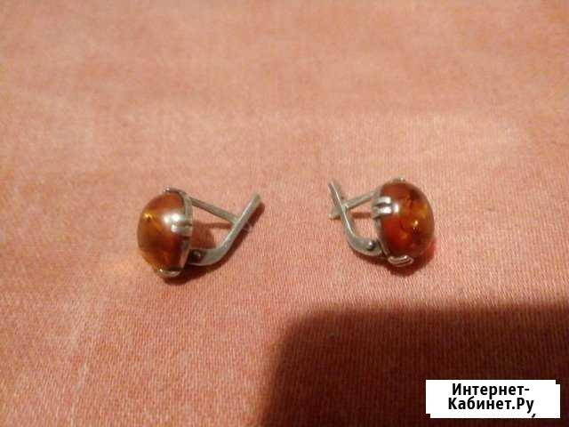 Продам серебряные серьги с янтарем Севастополь - изображение 1