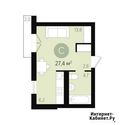 Студия, 27.4 кв.м., 9/9 эт. Новосибирск - изображение 1