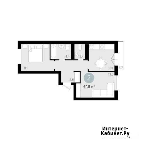 2-к квартира, 48.1 кв.м., 9/9 эт. Новосибирск - изображение 1