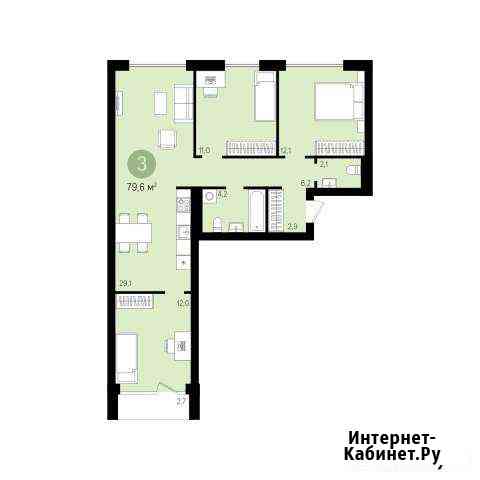 3-к квартира, 79.5 кв.м., 3/8 эт. Новосибирск