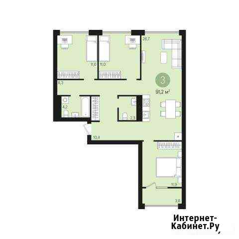 3-к квартира, 91.1 кв.м., 5/8 эт. Новосибирск