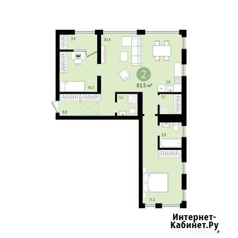 2-к квартира, 83.5 кв.м., 9/16 эт. Екатеринбург - изображение 1