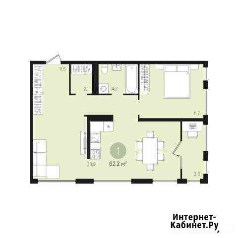 1-к квартира, 62.2 кв.м., 9/15 эт. Екатеринбург