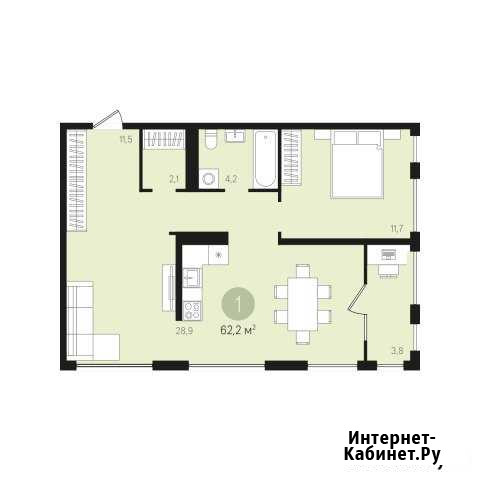 1-к квартира, 62.2 кв.м., 9/15 эт. Екатеринбург - изображение 1