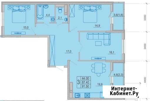 3-к квартира, 91.5 кв.м., 8/17 эт. Новороссийск - изображение 1