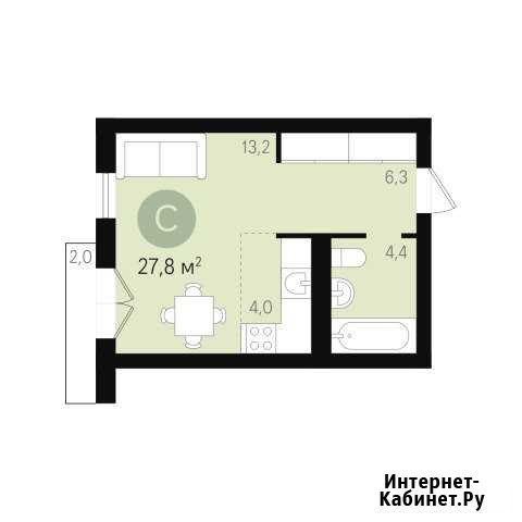 Студия, 27.8 кв.м., 7/9 эт. Новосибирск - изображение 1