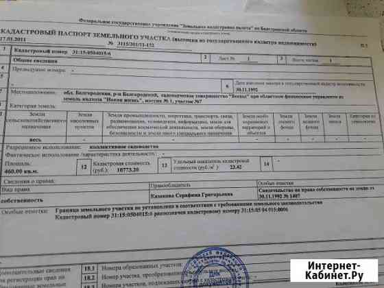 Участок 4.3 сот. (СНТ, ДНП) Белгород