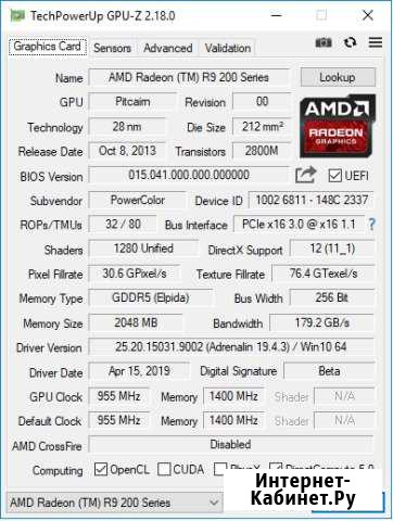 Видеокарта Radeon R9 270 2gb под восстановление Зуевка - изображение 1