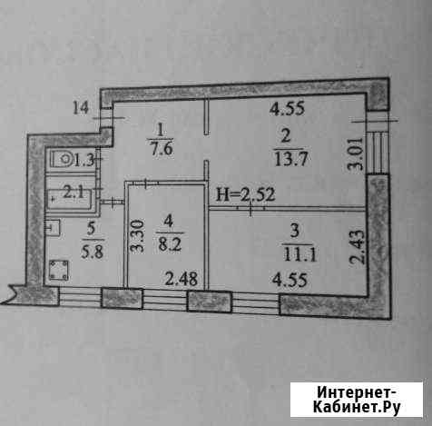 3-к квартира, 50 кв.м., 4/5 эт. Биробиджан