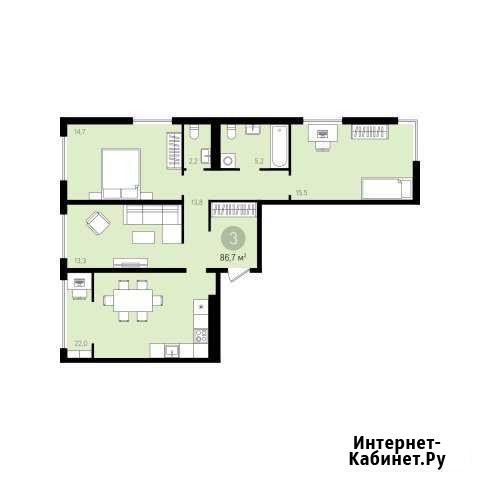 3-к квартира, 86.7 кв.м., 5/14 эт. Тюмень - изображение 1