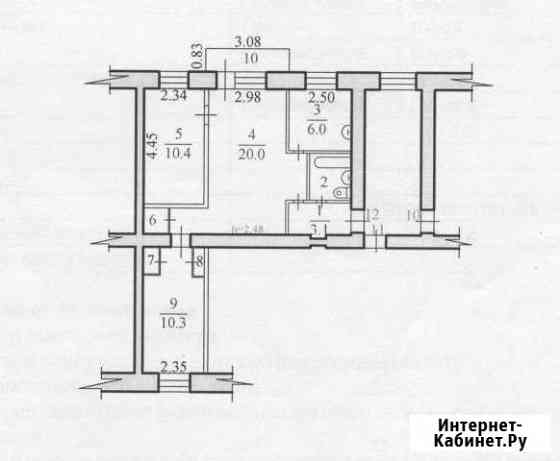3-к квартира, 54 кв.м., 5/5 эт. Серов