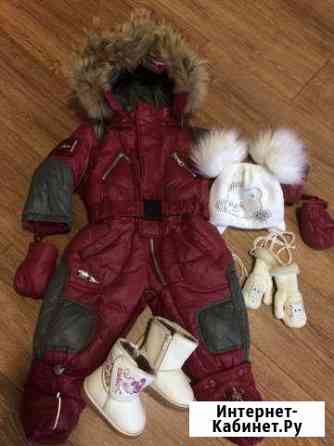 Комплект на зиму девочке уги шапка варежки Тюмень