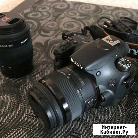 Sony SLT-A58 Kit 18-55 и 55-200 состояние нового Бийск - изображение 1