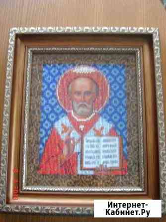 Икона Николая Чудотворца из бисера ручной работы Тула