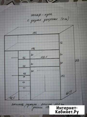 Шкаф-купе с двумя облегчёнными дверями Белгород - изображение 1