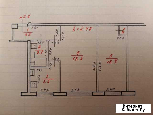 2-к квартира, 44.9 кв.м., 1/3 эт. Сегежа - изображение 1