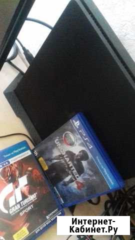 Playstation 4 Slim + 2 Игры + Подставка Южно-Сахалинск - изображение 1