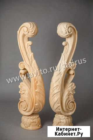 Резной столб для лестниц Лебедь Барнаул - изображение 1