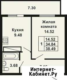 1-к квартира, 38.5 кв.м., 2/10 эт. Санкт-Петербург - изображение 1