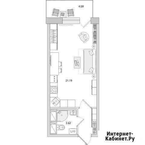 Студия, 30.6 кв.м., 11/12 эт. Янино-1