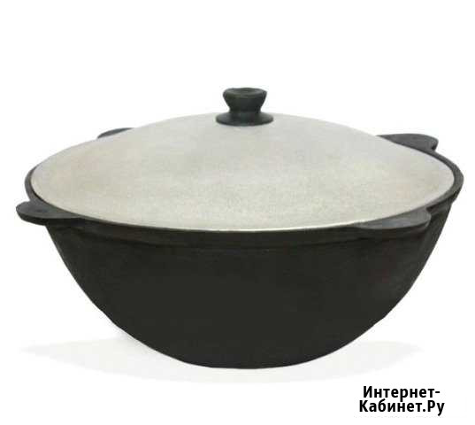 Казан чугунный 12л плоское дно + шумовка в подарок Москва - изображение 1