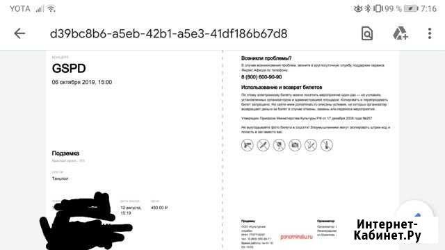 Билет на gspd 6 октября Подземка Новосибирск - изображение 1