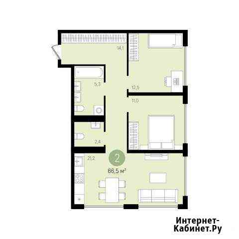 2-к квартира, 66.5 кв.м., 4/16 эт. Екатеринбург