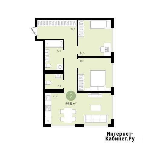 2-к квартира, 66.5 кв.м., 4/16 эт. Екатеринбург - изображение 1