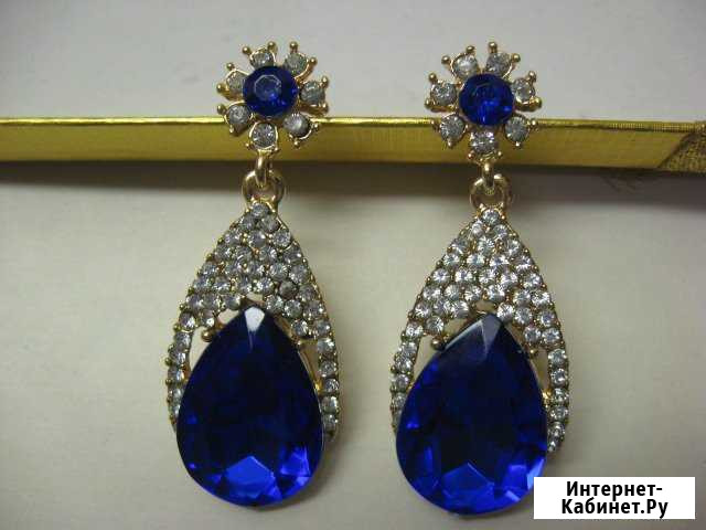 Серьги новые с синими камнями Курган - изображение 1
