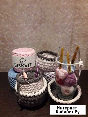 Вязаные интерьерные корзинки Омск - изображение 1