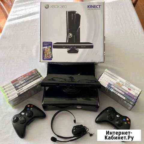 Xbox 360 + kinect + 50 игр + 2 джойстика Сосновый Бор