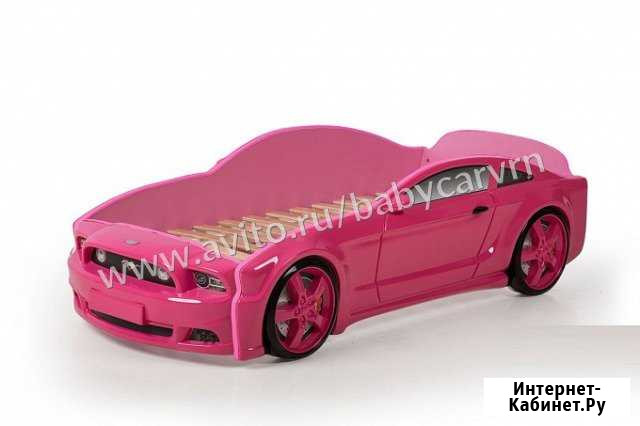 Кровать-машина Мустанг лайт 3D розовый Воронеж - изображение 1