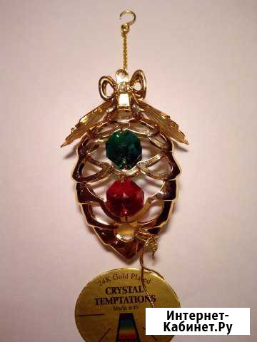 Шишка позолоченная с хрусталиками 8 см Мурманск - изображение 1