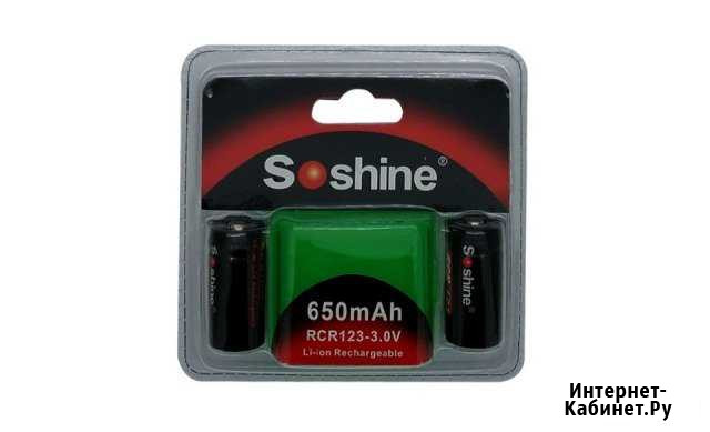 Набор аккумуляторов Soshine RCR123 16340 Li-ion 3 Красноярск - изображение 1