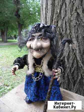 Интерьерная кукла Баба-Яга в синем платье Волгоград