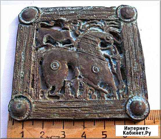 Украшение талисман древний ременная накладка бронз Курган