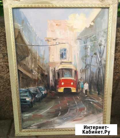 Картина Трамвай вертикальная (холст, масло) Волгоград - изображение 1