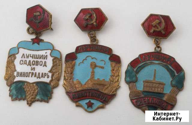 Знаки Лучший виноградарь,животновод,свекловод 60-е Краснодар - изображение 1
