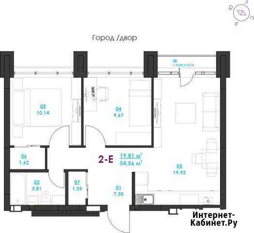 2-к квартира, 54.5 кв.м., 11/19 эт. Астрахань
