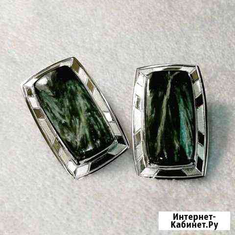 Серьги серебро, Серафинит Ангарск