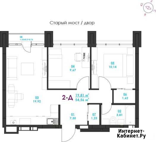 2-к квартира, 54.5 кв.м., 3/19 эт. Астрахань - изображение 1