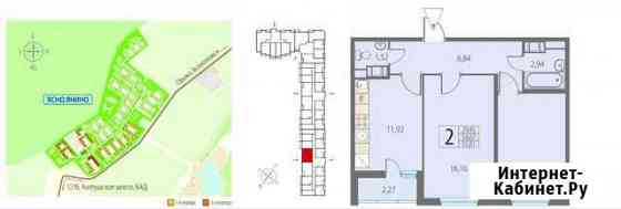 2-к квартира, 55 кв.м., 8/8 эт. Янино-1