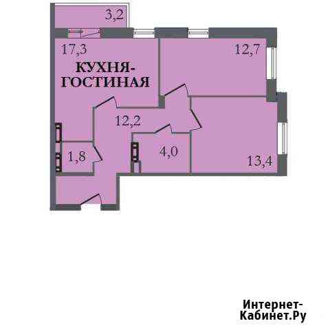3-к квартира, 64.1 кв.м., 1/4 эт. Янино-1