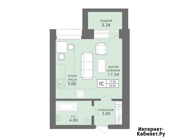 Студия, 34 кв.м., 2/4 эт. Новосибирск - изображение 1