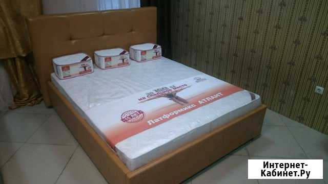 Двуспальная кровать 160/200 с мягким изголовьем Тюмень - изображение 1